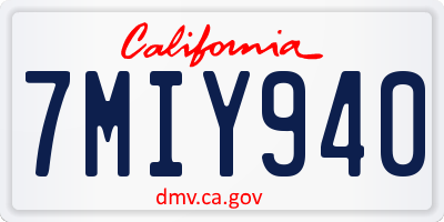 CA license plate 7MIY940