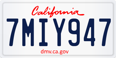 CA license plate 7MIY947