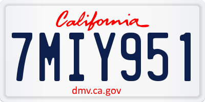 CA license plate 7MIY951