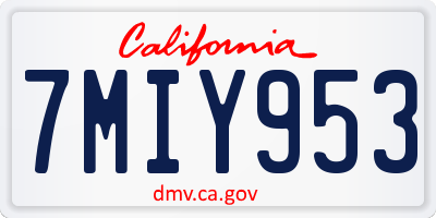 CA license plate 7MIY953