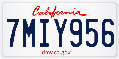 CA license plate 7MIY956