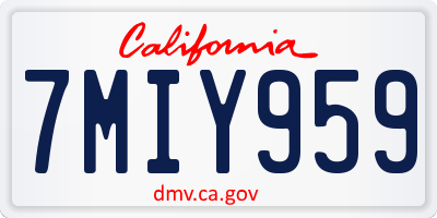 CA license plate 7MIY959