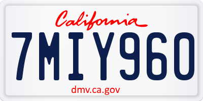 CA license plate 7MIY960