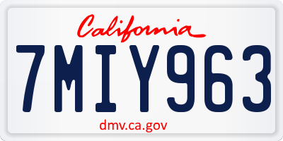 CA license plate 7MIY963