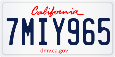 CA license plate 7MIY965