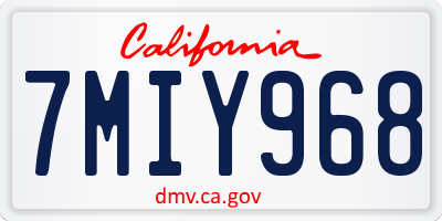 CA license plate 7MIY968