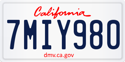CA license plate 7MIY980