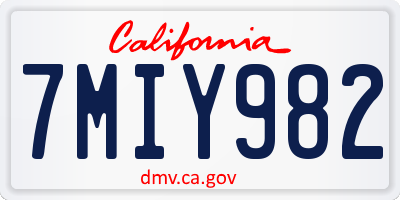 CA license plate 7MIY982