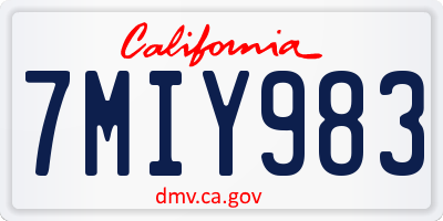 CA license plate 7MIY983