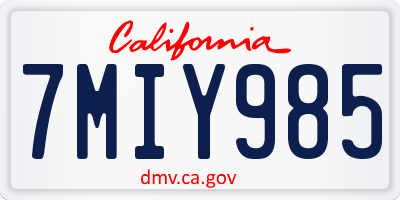 CA license plate 7MIY985