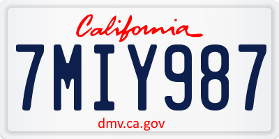 CA license plate 7MIY987