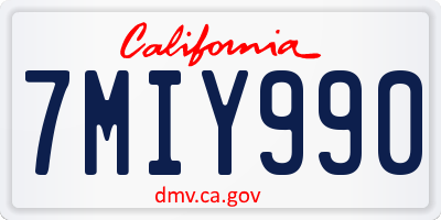 CA license plate 7MIY990