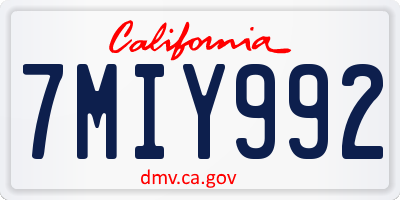 CA license plate 7MIY992