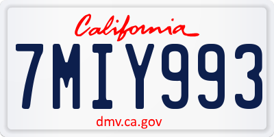CA license plate 7MIY993