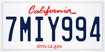 CA license plate 7MIY994