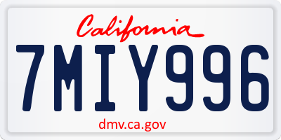 CA license plate 7MIY996