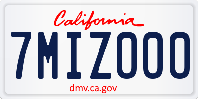 CA license plate 7MIZ000