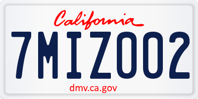 CA license plate 7MIZ002