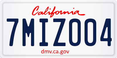 CA license plate 7MIZ004