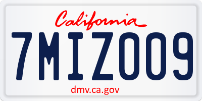 CA license plate 7MIZ009
