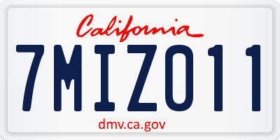 CA license plate 7MIZ011