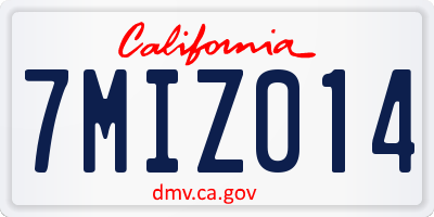 CA license plate 7MIZ014
