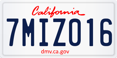CA license plate 7MIZ016