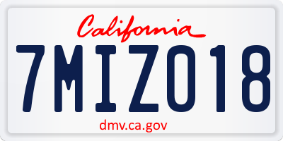 CA license plate 7MIZ018