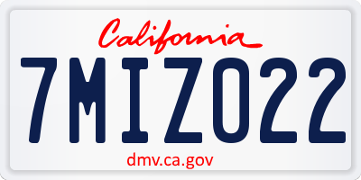CA license plate 7MIZ022