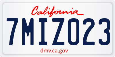 CA license plate 7MIZ023