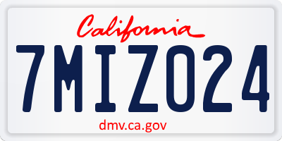 CA license plate 7MIZ024