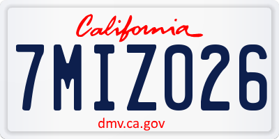 CA license plate 7MIZ026
