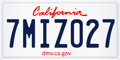 CA license plate 7MIZ027