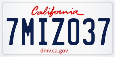 CA license plate 7MIZ037