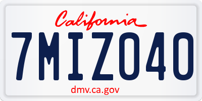 CA license plate 7MIZ040