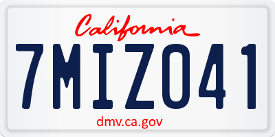 CA license plate 7MIZ041