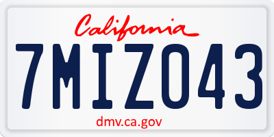 CA license plate 7MIZ043