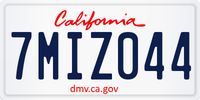CA license plate 7MIZ044