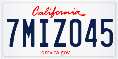 CA license plate 7MIZ045
