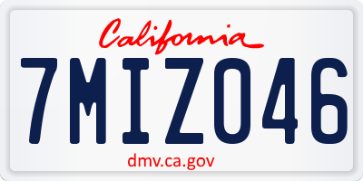 CA license plate 7MIZ046