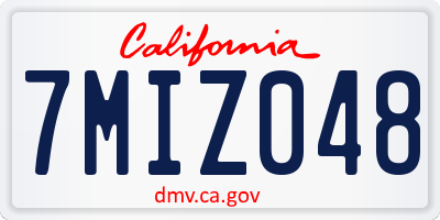 CA license plate 7MIZ048
