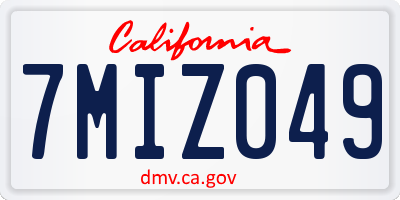 CA license plate 7MIZ049