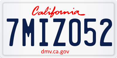CA license plate 7MIZ052