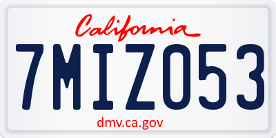 CA license plate 7MIZ053