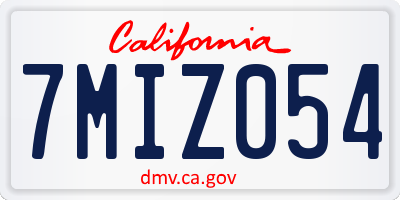 CA license plate 7MIZ054
