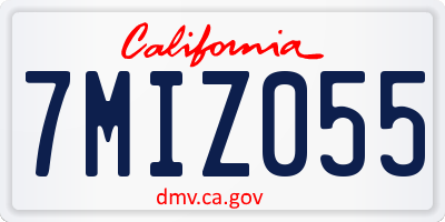 CA license plate 7MIZ055