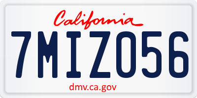 CA license plate 7MIZ056