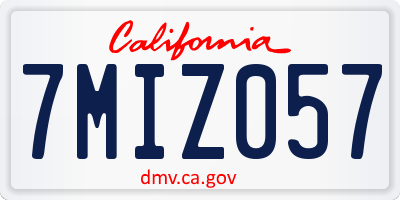 CA license plate 7MIZ057