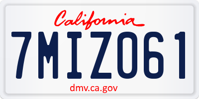 CA license plate 7MIZ061