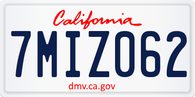 CA license plate 7MIZ062
